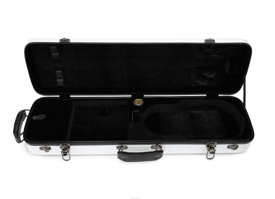 La 4/4 caja blanca exterior del mismo tamaño 2 Chrome triple del violín de la fibra de vidrio plateó los cierres