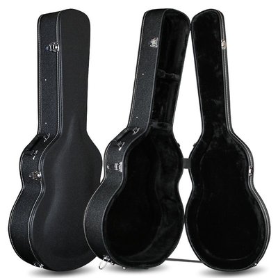 Peso ligero negro acústico Plywooden de la guitarra de Eco de la caja amistosa del estante